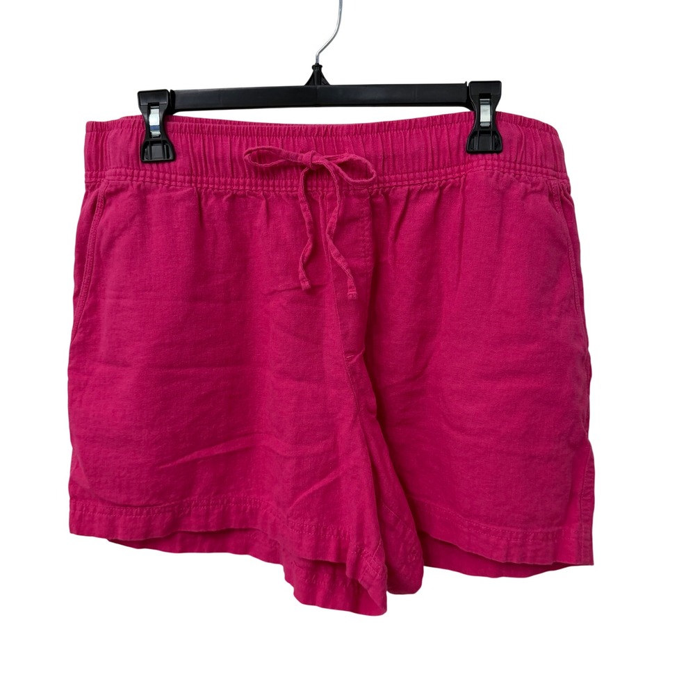 GAP Linen Blend Pull On Shorts L Pink Drawstring High Rise Relaxed